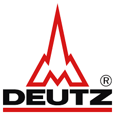 A red and white logo of deutz