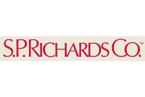 A red and white logo for the p. Richards company