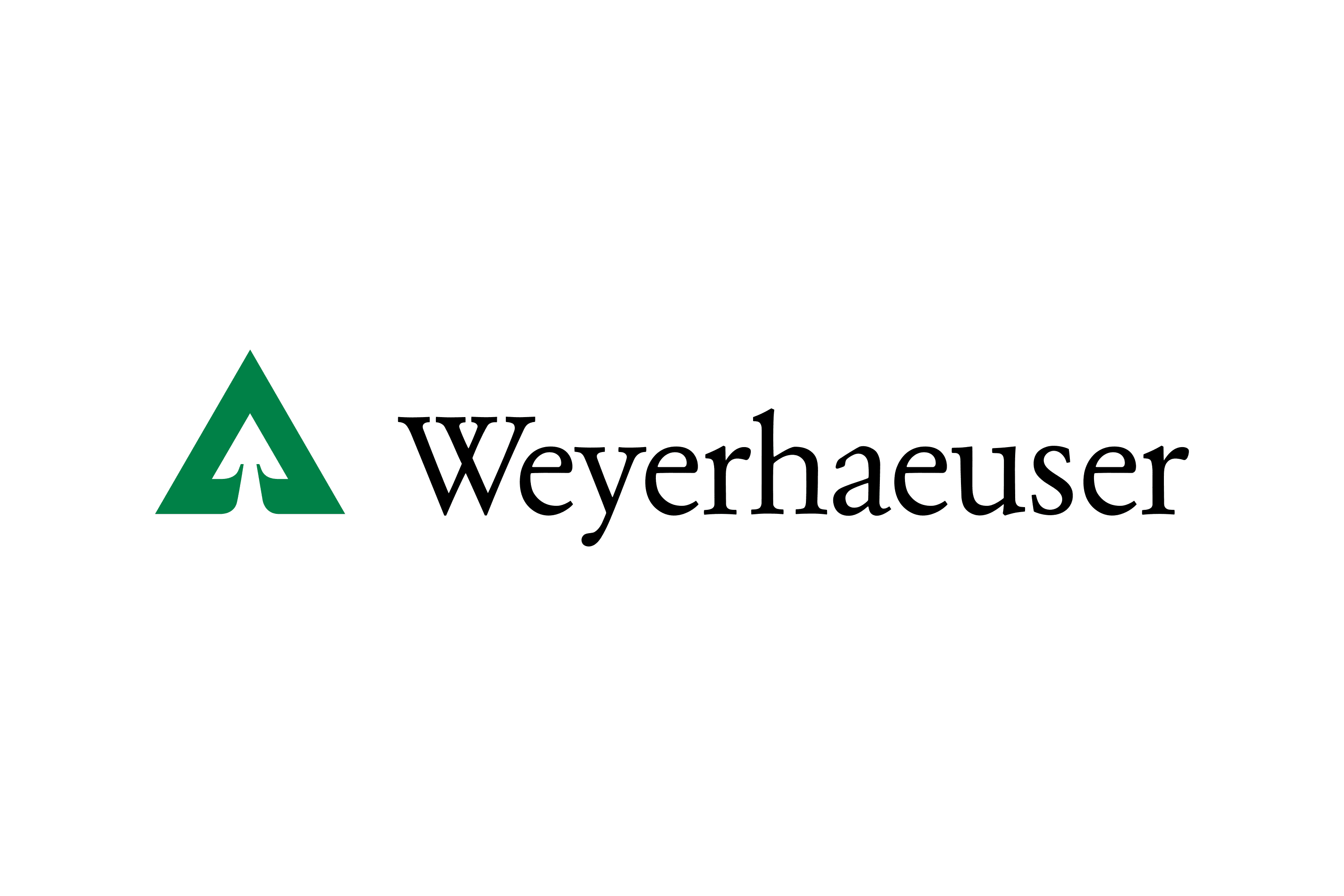 A green background with the words weyerhaeuser in black.